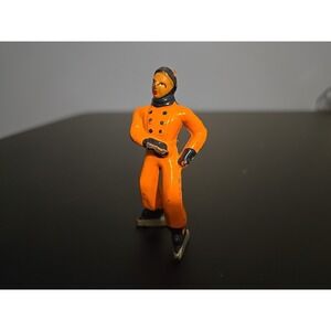 Vintage BARCLAY MANOIL LEAD FIGURE ICE SKATER MAN ORANGE SUIT VINTAGE 40's